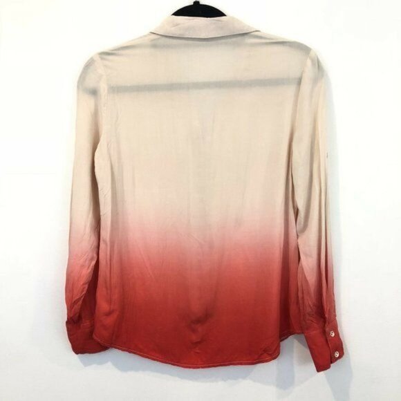 YA Los Angeles Ombre Button-Up Collared Shirt Pocket Roll Tab Sleeves Size S - Picture 2 of 8